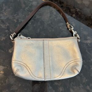 Coach Metallic Silver Small Bag or Wristlet